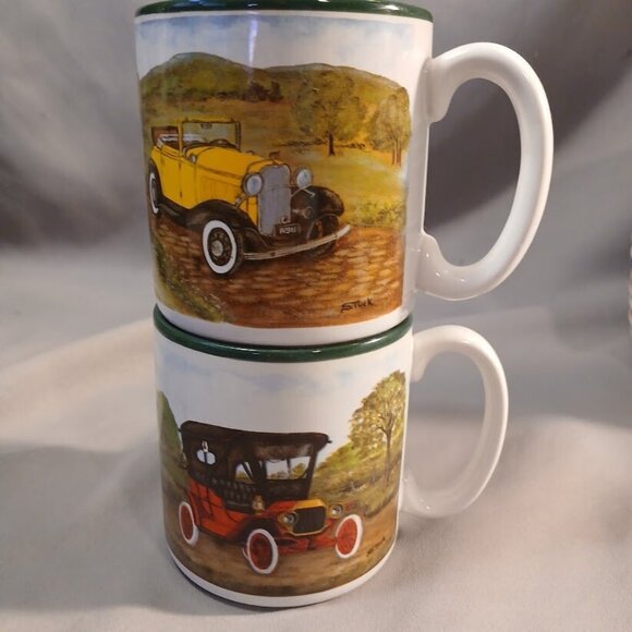 Flowers Inc Balloons Antique Cars Coffee Mugs Tea Cups S. Tuck Artist 1980s - Picture 11 of 11